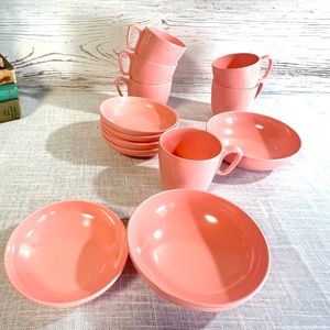 Vintage pink proline Melmac dishes cups bowls replacement decor